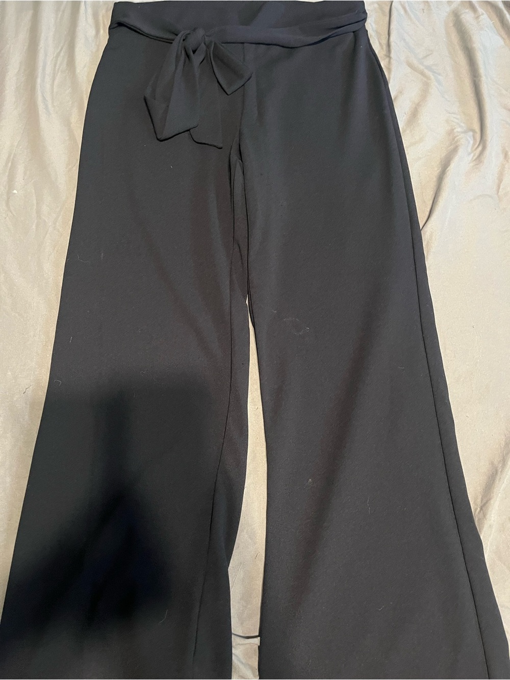 Wide Leg Tie-Waist Pants - Navy
